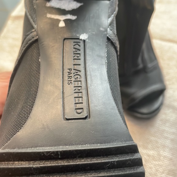 NWT Karl Lagerfeld Black with embellished black gems, Size 5.5M - Picture 3 of 8